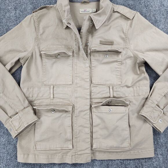 Vineyard Vines Jacket Womens XS Brown Khaki Utility Chore Casual Safari Pockets - Picture 12 of 16